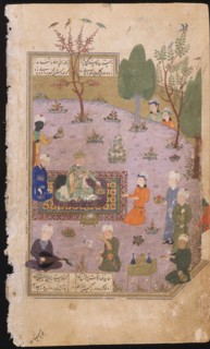 Khusraw Feasting, 1431. Artist: Iranian master