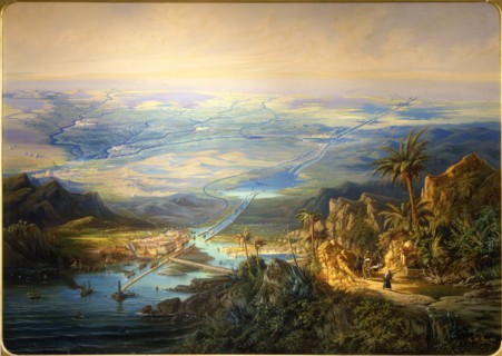 The Suez Canal, 1864. Artist: Rieger, Alberto (1834-1904)