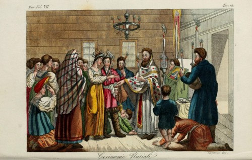 The Betrothal. Illustration from Il costume antico e moderno o storia del governo? by Giulio Ferrario, 1831. Artist: Giarrè, Luigi (1772-1844)