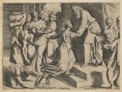 The Queen of Sheba Bringing Gifts to King Solomon. Artist: Rosa (Badalocchio), Sisto (1585-c. 1647)