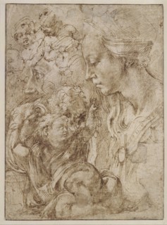 Studies for a Holy Family with John the Baptist as Child, 1505. Artist: Buonarroti, Michelangelo (1475-1564)