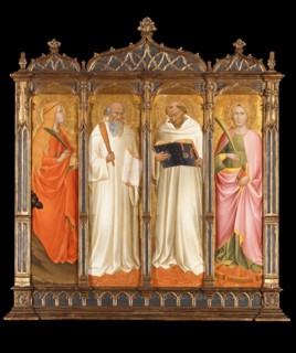 Saints Mary Magdalene, Benedict, Bernard of Clairvaux and Catherine of Alexandria, ca 1380. Artist: Gaddi, Agnolo (1350-1396)