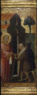 Saint Lawrence Distributing Alms to the Poor. Scenes from the Life of Saint Lawrence, predella, ca 1412. Artist: Lorenzo di Niccolò (active 1391-1414)