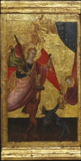 Saint Lawrence Intercedes for the Soul of Emperor Henry II. Scenes from the Life of Saint Lawrence, predella, ca 1412. Artist: Lorenzo di Niccolò (active 1391-1414)