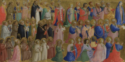 The Virgin Mary with the Apostles and Other Saints (Panel from Fiesole San Domenico Altarpiece), c. 1423-1424. Artist: Angelico, Fra Giovanni, da Fiesole (ca. 1400-1455)