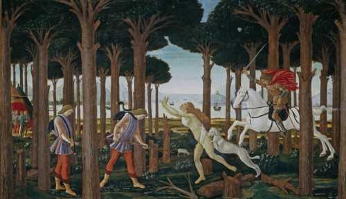 The Story of Nastagio degli Onesti (First episode), ca 1483. Artist: Botticelli, Sandro (1445-1510)