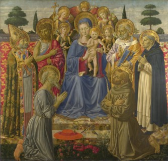 The Virgin and Child Enthroned among Angels and Saints, 1460s. Artist: Gozzoli, Benozzo (ca 1420-1497)