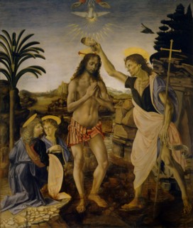 The Baptism of Christ, ca 1470-1475. Artist: Leonardo da Vinci (1452-1519)