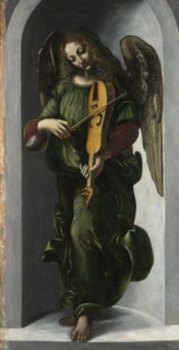 An Angel in Green with a Vielle, c. 1490-1499. Artist: Leonardo da Vinci, (Circle of)