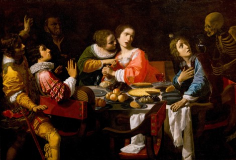Death Comes to the Banquet Table (Memento Mori), c. 1635. Artist: Martinelli, Giovanni (1604-1659)