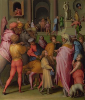 Joseph sold to Potiphar (from Scenes from the Story of Joseph), ca 1515. Artist: Pontormo (1494-1557)