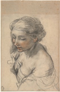 Bust of a Young Woman Turned to the Left, 1637. Artist: Cortona, Pietro da (1596-1669)