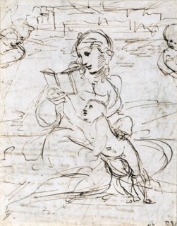 Reading Madonna and Child in a Landscape betweem two Cherub Heads, 1509. Artist: Raphael (1483-1520)