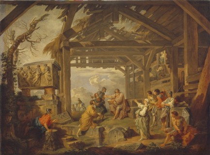 Cumaean Sibyl prophesied the Birth of Christ, 1738. Artist: Panini, Giovanni Paolo (1691-1765)