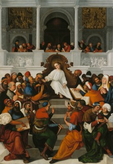 The Twelve-Year-Old Jesus Teaching in the Temple, 1524. Artist: Mazzolino, Ludovico (1480-1528)