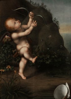 Cupid with a bow, before 1593. Artist: Luini, Aurelio (1530-1593)