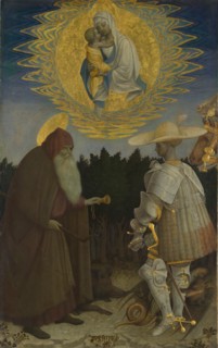 The Virgin and Child with Saints Anthony Abbot and George, c. 1440. Artist: Pisanello, Antonio (1395-1455)