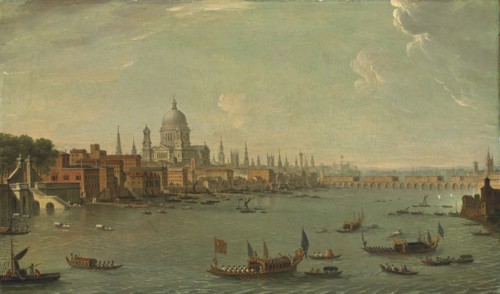 Four views of London: The Thames looking towards St. Pauls. Artist: Joli, Antonio (1700-1777)