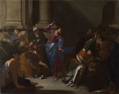 Christ driving the Traders from the Temple, c. 1645. Artist: Cavallino, Bernardo (1616-1656)
