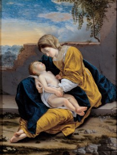 Madonna and Child in a landscape, 1621-1624. Artist: Gentileschi, Orazio (1563-1638)
