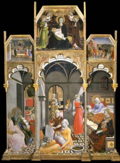 The Birth of the Virgin (Scenes from the Life of the Virgin), 1437-1439. Artist: Sano di Pietro (1406-1481)