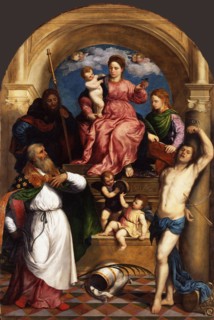 Enthroned Madonna with Child and Saints, ca 1530. Artist: Bordone, Paris (1500-1571)