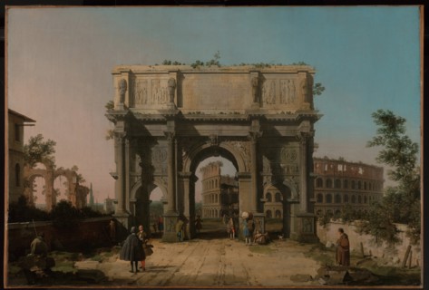View of the Arch of Constantine with the Colosseum, 1742-1745. Artist: Canaletto (1697-1768)