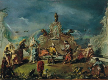 Scene in the Garden of a Serraglio, ca 1743. Artist: Guardi, Giovanni Antonio (1699-1760)