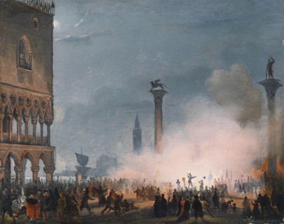 Arrival of Empress Elisabeth of Austria in Venice. Artist: Caffi, Ippolito (1814-1866)