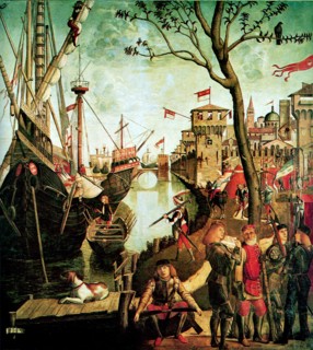 Arrival of Saint Ursula in Cologne During the Siege by the Huns (The Legend of Saint Ursula), 1490. Artist: Carpaccio, Vittore (1460-1526)