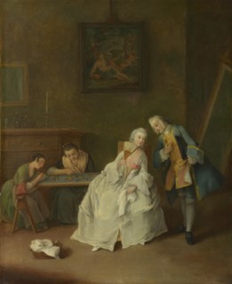 A Lady receiving a Cavalier, 1747-1755. Artist: Longhi, Pietro (1701-1785)