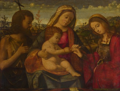 The Virgin and Child with Saints John the Baptist and Catherine, 1504. Artist: Previtali, Andrea (ca 1480-1528)