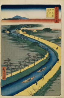 Towboats on the Yotsugi dori Canal (One Hundred Famous Views of Edo), 1856-1858. Artist: Hiroshige, Utagawa (1797-1858)