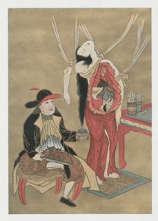 Dutch physician anatomizing a japanese woman, 18th century. Artist: Anonymous