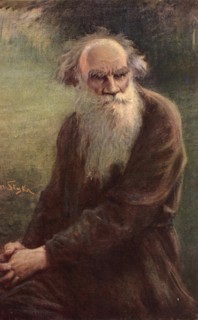 Portrait of the author Leo N. Tolstoy (1828-1910), 1910. Artist: Styka, Jan (1858-1925)