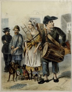 A servant take the dogs out, 1843. Artist: Zhukovsky, Rudolf Kasimirovich (1814-1886)