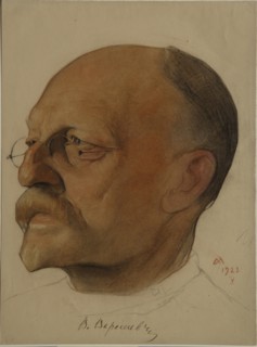 Portrait of Vikenty Vikentyevich Veresaev (1867-1945), 1923. Artist: Andreev, Nikolai Andreevich (1873-1932)