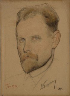 Portrait of Jan Berzin (1889-1938), 1921. Artist: Andreev, Nikolai Andreevich (1873-1932)
