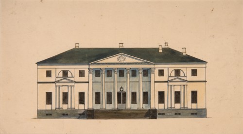 Facade of the House in the Golitsyn' Petrovo-Dalneye Estate, First quarter of 19th cen.. Artist: Anonymous