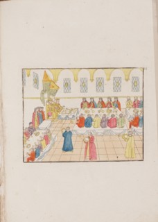 The wedding ceremony of Tsar Mikhail Feodorovich and Yevdokiya Lukyanovna, 1810. Artist: Anonymous master