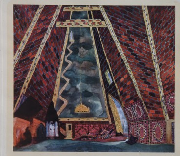 Stage design for the ballet Thamar by M.A. Balakirev, 1912. Artist: Bakst, Léon (1866-1924)