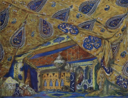 Stage design for the ballet Oriental Fantasy by Ippolitov-Ivanov and Mussorgsky, 1913. Artist: Bakst, Léon (1866-1924)
