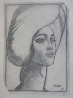 Portrait of madame T., 1918. Artist: Bakst, Léon (1866-1924)