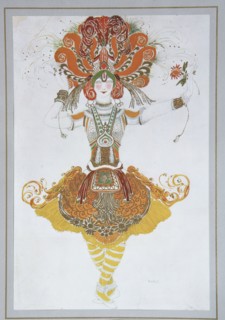 Costume design for Tamara Karsavina in the ballet The Firebird (L'oiseau de feu) by I. Stravinsky, 1909-1910. Artist: Bakst, Léon (1866-1924)