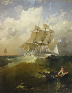 44-gun frigate Aurora, 1844. Artist: Borispolets, Platon Timofeyevich (1805-1880)