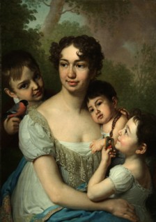 Portrait of Yelena Balashova with Children, c. 1811. Artist: Borovikovsky, Vladimir Lukich (1757-1825)