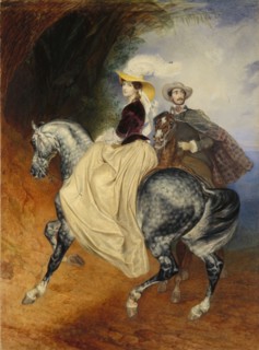 The Horsemen. Portrait of Eugeny and Emily Mussard, 1849. Artist: Briullov, Karl Pavlovich (1799-1852)
