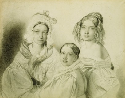Portrait of Countesses Praskovia, Nadezhda and Maria Vyazemsky, 1835. Artist: Bruni, Fyodor Antonovich (1800-1875)