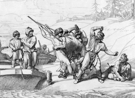 The Death of Askold and Dir, before 1839. Artist: Bruni, Fyodor Antonovich (1800-1875)