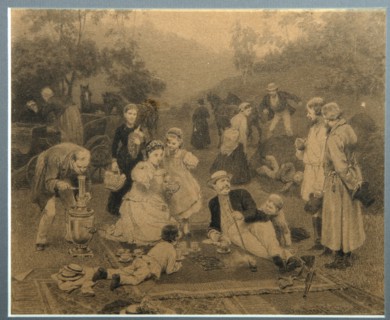 Landowner Tea Party. Artist: Dmitriev-Orenburgsky, Nikolai Dmitrievich (1837-1898)